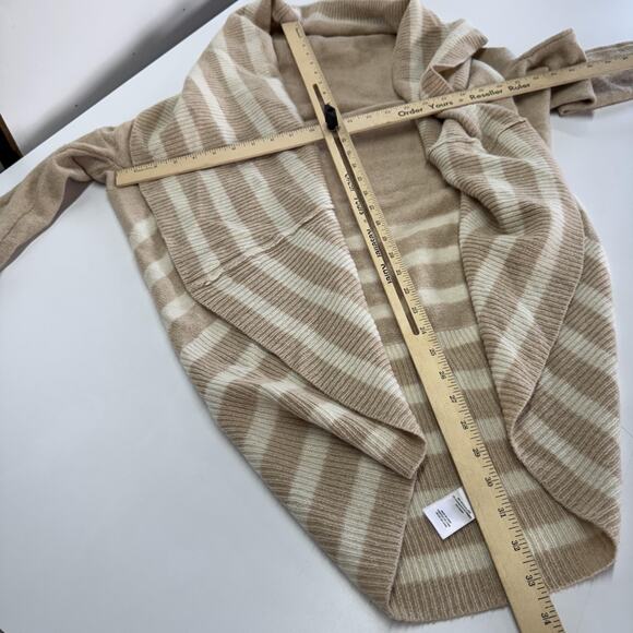 Splendid Sweater Womens Medium Halo Cardigan Tan Striped Wool Cashmere Blend - Picture 8 of 8